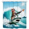Funny Kids Shower Curtains For Bathroom Decor Corgi Cute Dog Riding Shark Nautical Ocean Boys Animal Hilarious Fabric Polyester