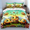 Süße Bienenfamilie mit Blumen Bettwäsche Bettbezug Set  (1*Bettbezug 2*Kissenbezüge, ohne Bettdecke)
