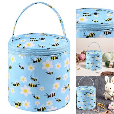 Oxford Stricktasche Rosenmuster Garnaufbewahrung Tragetasche mit Griff Kurz Perforiert für Haken Stricknadeln