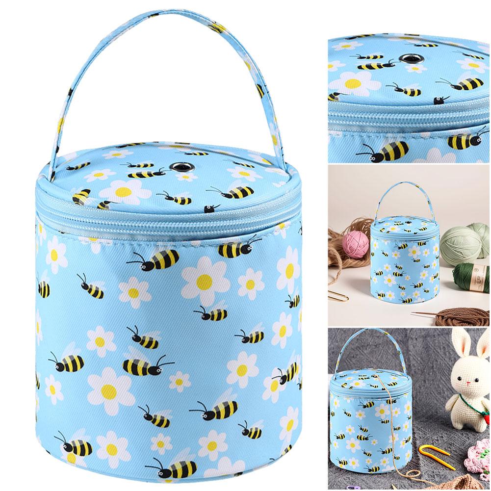 Oxford háčkovaná taška krátká perforovaná taška na uložení příze růžový vzor pletací taška na háčky pletací jehlice