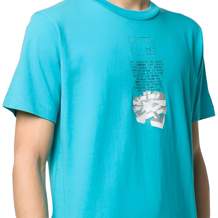 OFF WHITE SS20 T Shirts Men's Blue Crew Neck Moderate Straight Fit OMAA027R201850053901