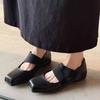 Square Head French Retro Mary Jane Single Shoes Gentle Word with Flat Temperament Evening Breeze Spring and Autumn Small Leather Shoes Evening Shoes
