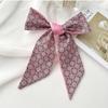 Retro Ribbon Headband Silk Scarf Pink Flower Long Scarf Neckerchief Scarf Accessories Printed Scarf Female
