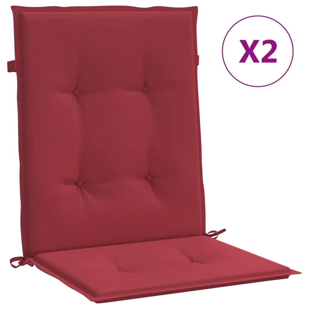 Low Back Garden Chair Cushions 2 pcs Burgundy 100 x 50 x 3 cm