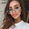 Retro Double-bridge Pilot Sunglasses with Riveted Decoration, Leopard Print Women's Fashionable Sunglasses UV400
