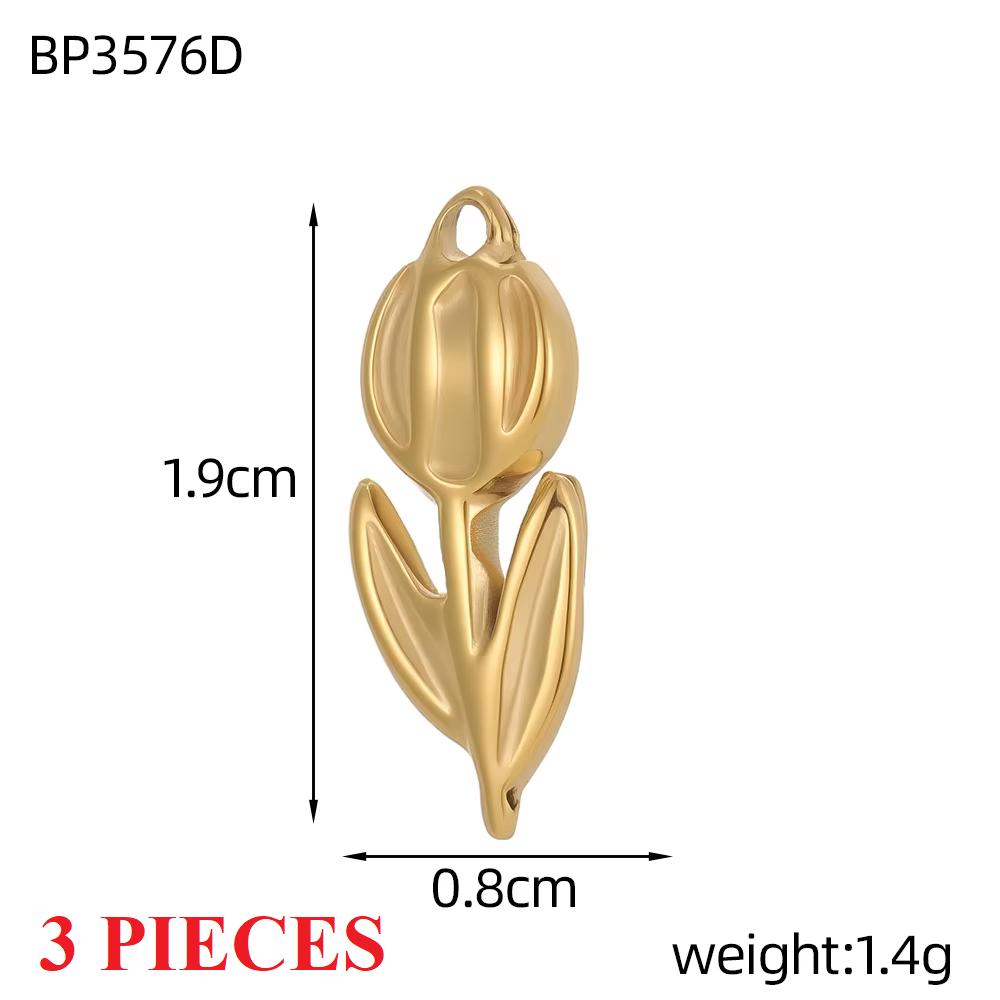 3PCS/LOT CARLIDANA Gold Plated Stainless Steel Charms, Flower Animal Heart Bow Pendants for DIY Necklace Jewelry Making