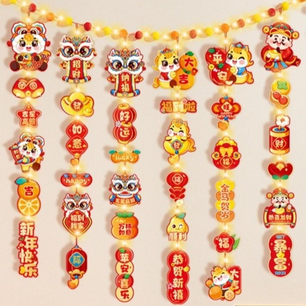 2pcs Blessing 2026 Horse Year Couplet Cartoon Fu Character Pendant  Home Decoration