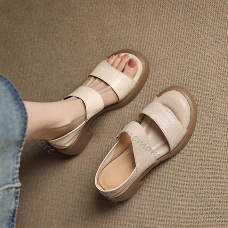 Fashion Comemore Fish Mouth Sandals Women Summer Outside Wear Two Wear High-heeled Roman Shoes Soft Leather Platform Pumps Sandales