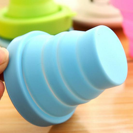 High-Temperature Resistant Silicone Folding Cup with Lid - Candy Color, Portable for Travel and Sports