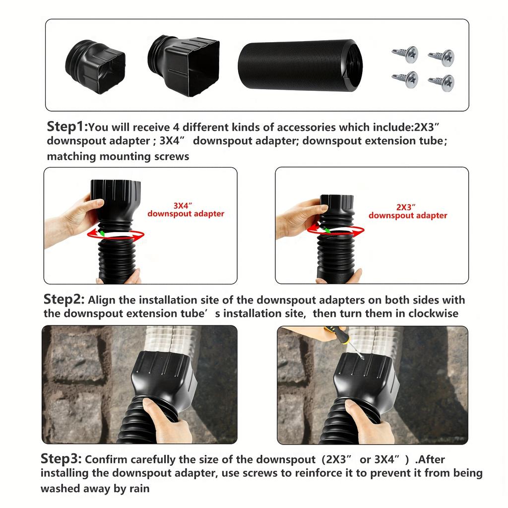 1pc Upgrade Downspout Extender,ABS+PE Folding Telescopic Rainwater Drainage Pipe Connector,Flexible Rain Drain