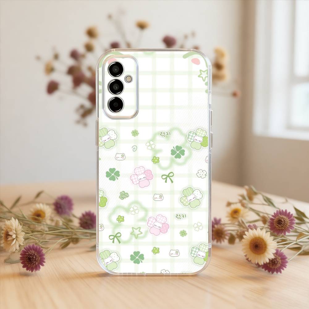 Sommer Grünes Glückliches Vierblättriges Kleeblatt.jpg Handyhülle Transparent Silikon Weich Für SamsungA10,12,20,21S,30,31,40,50,51,52,70,71