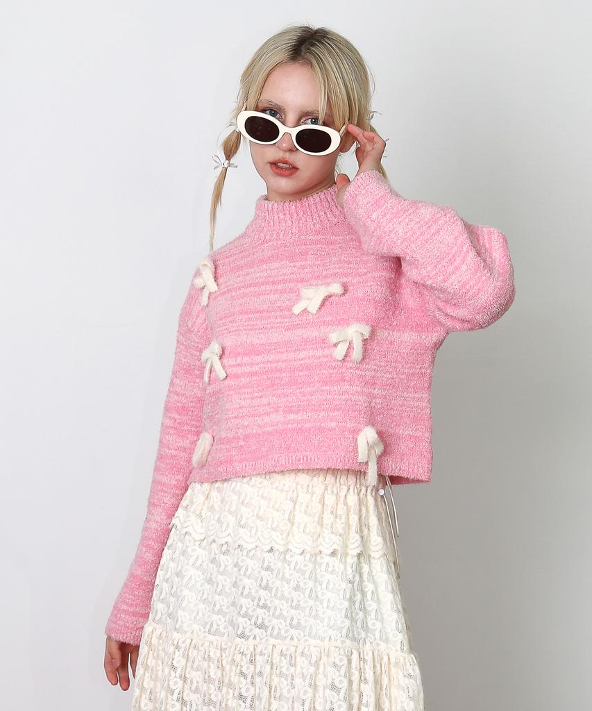 UNUSUALNORMAL Amoe Alpaca Ribbon Knit_Pink