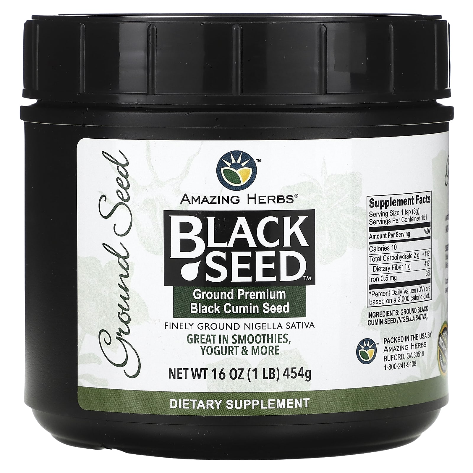 

Black Seed, Premium Black Cumin Seed Powder, 454G(1Lb)