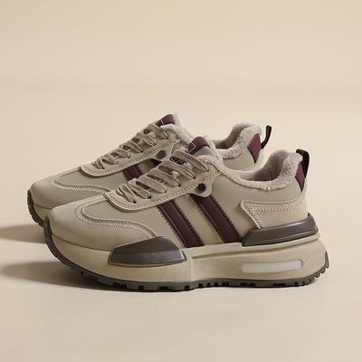 Winter New Korean Version Ins Velvet Dad Shoes Female Students Warm Sports Leisure Daily Lace-Up Street Shot