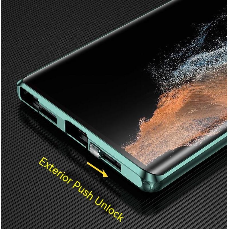 For Samsung Galaxy S23 S22 Ultra/iphone 15 14 13 12 Pro Max Case Magnetic Wireless Charge 360°Metal Alloy Full Surround Screen Glass Protection Cover