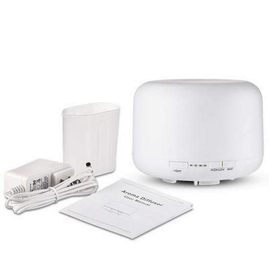 Muji Aroma Humidifier: 500ml Wood Grain Base with LED Seven-Color Night Light Diffuser for Home Use.