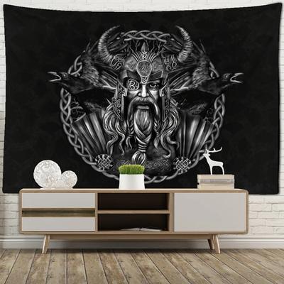 Viking Mystical Symbol Big Tapestry Home Decoration Psychedelic Scene Wall Hanging Bohemian Decoration Crow Wall Cloth