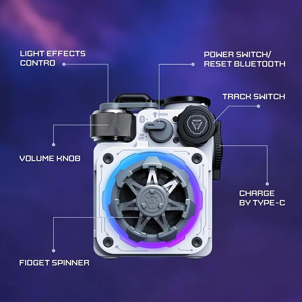 Muzen Cyber Cube-Pro Bluetooth Speaker, Bluetooth 5.0, Portable Speaker with Fidget Spinner, Crystal Clear Sound with RGB Led
