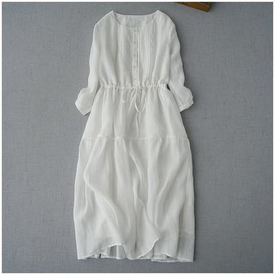 Kordelzug Kleid locker und dünn mittel und lang Organ Falten blau Mori Unterrock Temperament Fee Rock Sommer
