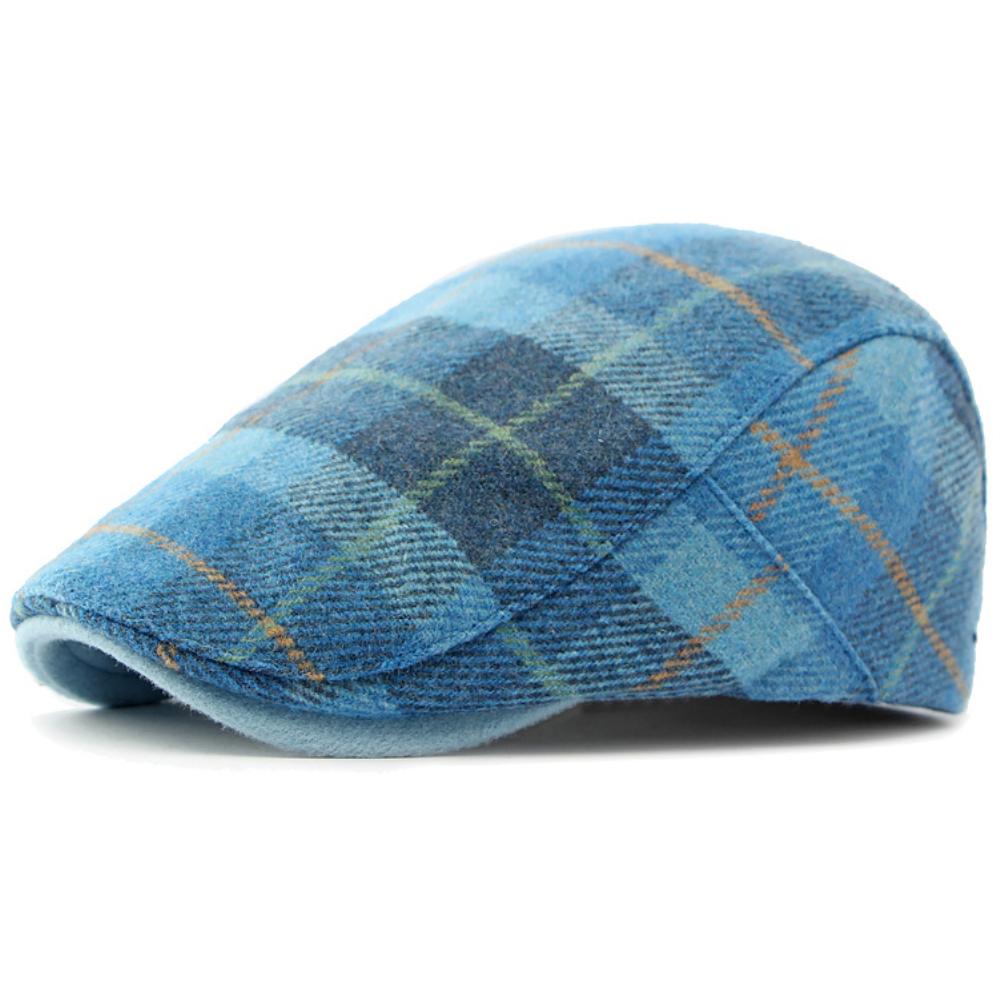 HT4903 Beret Cap New Autumn Winter Wool Beret Hat Women Plaid Artist Painter Hat Male Female Ivy Flat Cap Adjustable Mens Berets