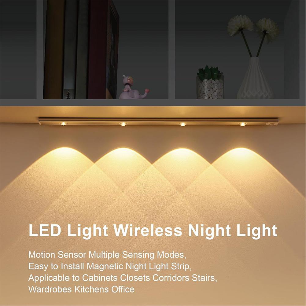 Under Cabinet Light LED Motion Sensor Light 3 Color Dimmable Rechargeable Closet Light Dimming Hill Light for Stairway Corridor