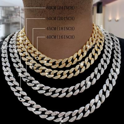 Män Kedja Halsband Herr Hip Hop Kedjor Guld Kedja Dubbade Stor Tung Kubansk Kedja Hip Hop Smycken Halsband Iced Out Chain