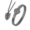 Couple Stainless Steel Bracelet Love Heart Lock Bracelets Bangles Key Pendant Necklace for Women Men Lover Jewelry Set Gift