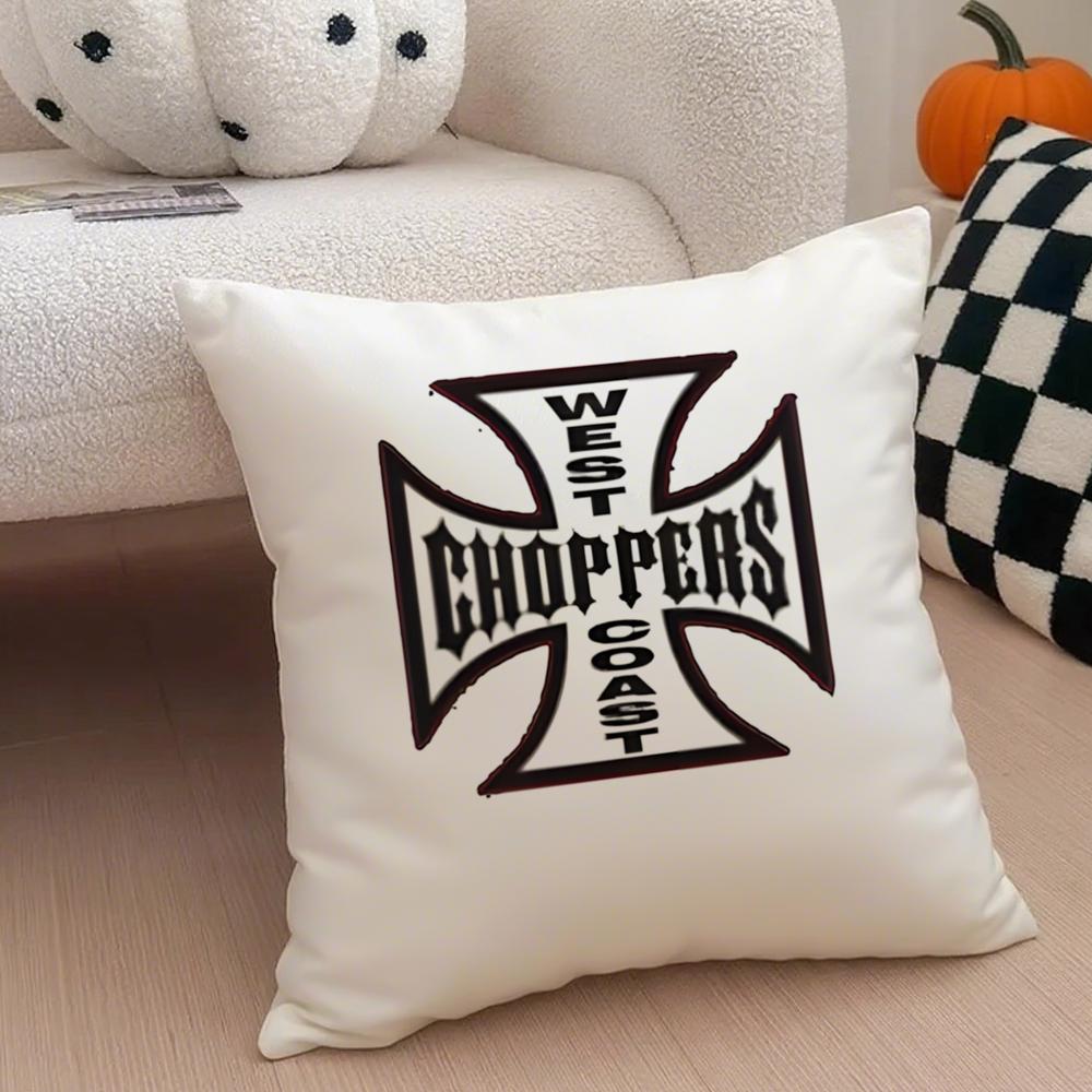 Brand Biker W-West Coast Choppers Cushion Cover Throw Pillow Cover Hidden Button Durable Polyester Chair Cushion