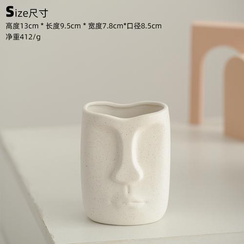 Creative Ceramic Face Vase Dried Flowers Plant Flower Pot Abstract Figure Head Vase Crafts Living Room Ornaments Home Decoration