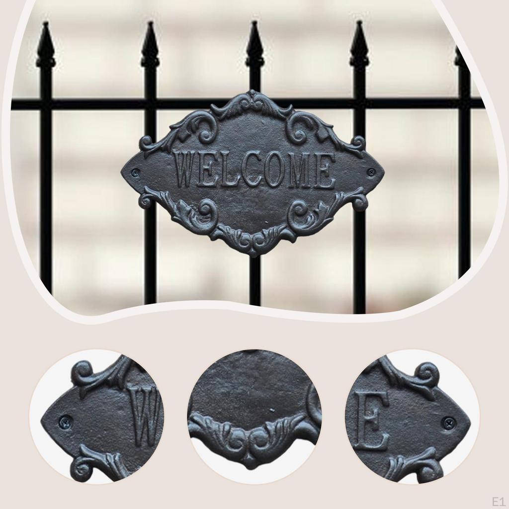 Welcome Sign House Plaque Iron Vintage Rustic Wall Mount Front Door Decor for Entrance