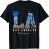 Los-Angeles California LA Skyline Pride-Black White T-Shirt