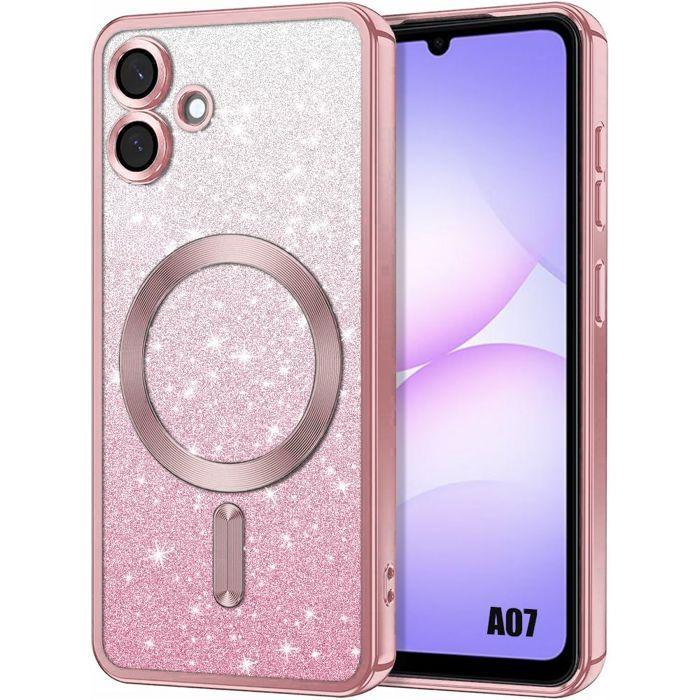 Schutzhülle - BOOLING - für Samsung Galaxy A07 - Weiches Silikon - Stoßfest - Glitzerndes Rosa
