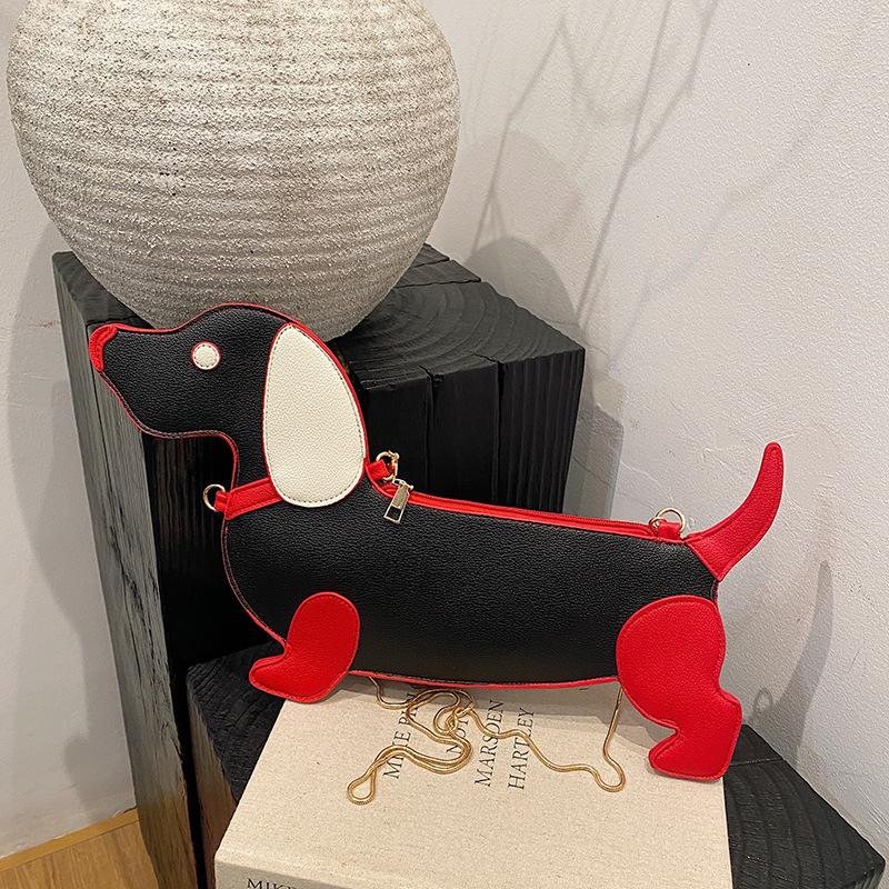 1pcs Creative Fashion Cartoon Dachshund Shoulder Bag Outdoor Travel Casual Crossbody Bag Cute Animal-shaped Handbag