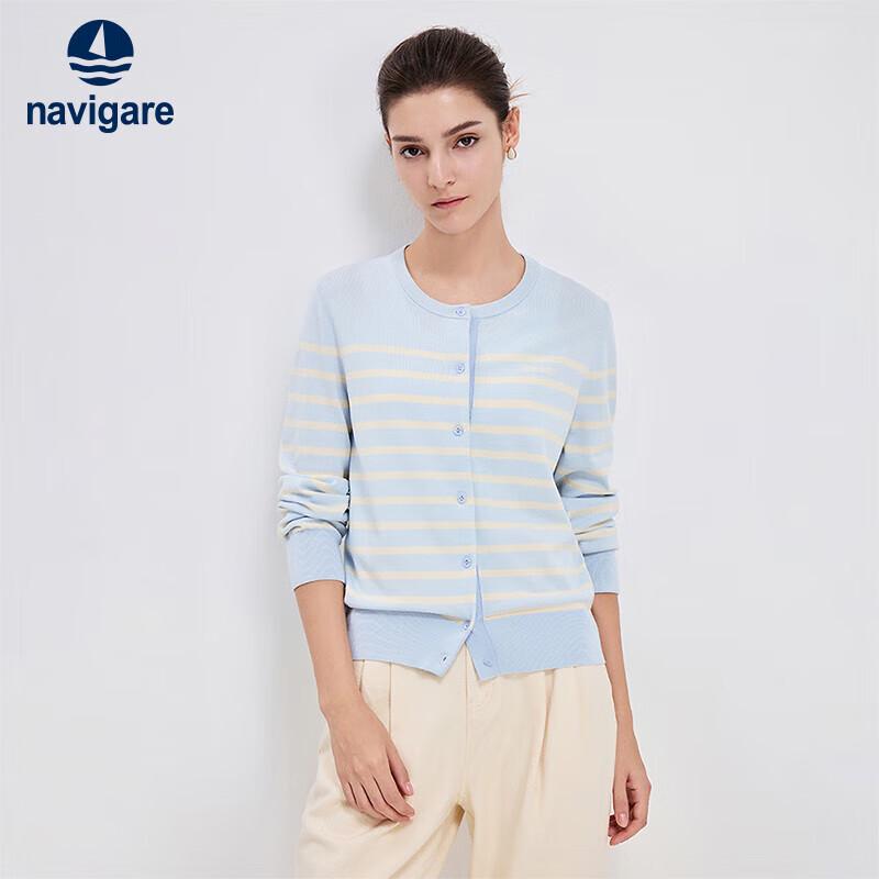 Navigare Women's Relaxed Fit Striped Knit Cardigan