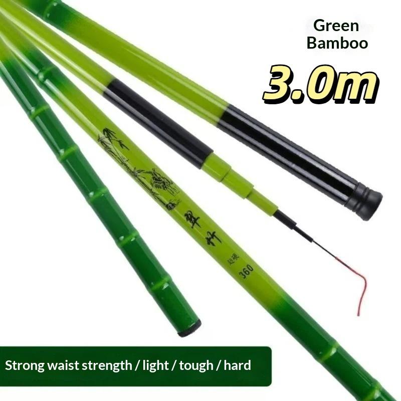 Telescopic Fishing Rod Bamboo Pattern Light Weight High Toughness Anti Corrosion for Sea Freshwater Dual Use