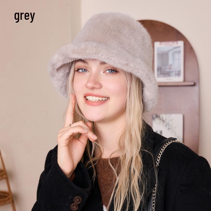 Women's Plush Faux Fur Fisherman Hat - Warm, Stylish, and Versatile for Autumn & Winter