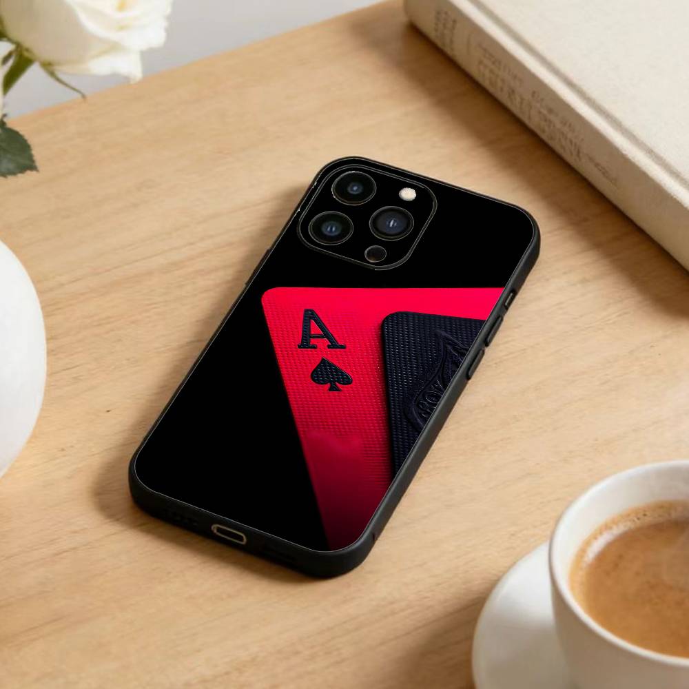 p-poker Phone Case For iPhone17,16,15,14,13,12 Plus,Max Soft Silicone Black Cover