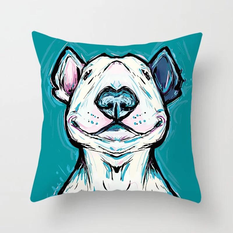 

Cartoon Bull Terrier Series Pillow Gift Home Office Decoration Bedroom Sofa Car Cushion Cover Funda de almohada 30x30cm чёрный