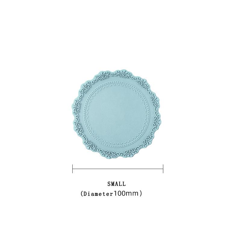 European Lace Silicone Table Mat Retro Embossed Heat Insulation Thickened Round Anti-Skidding Pad Kitchen Waterproof Placemat