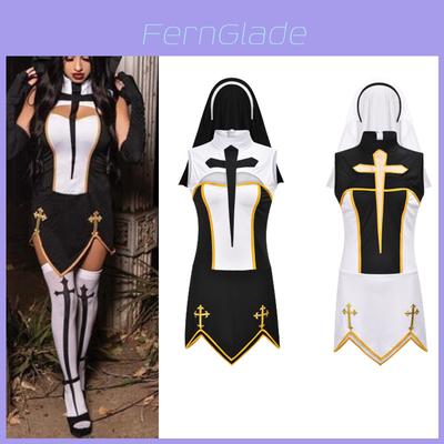 Sexy Naughty Nun Costume High Quality Black Fancy Dress For Women's Cosplay And Halloween Parties