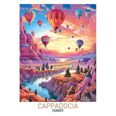 Cappadocia Balloon Tour Jigsaw Puzzle Landscape Illustration 500 Pieces, Popular Korean Puzzle