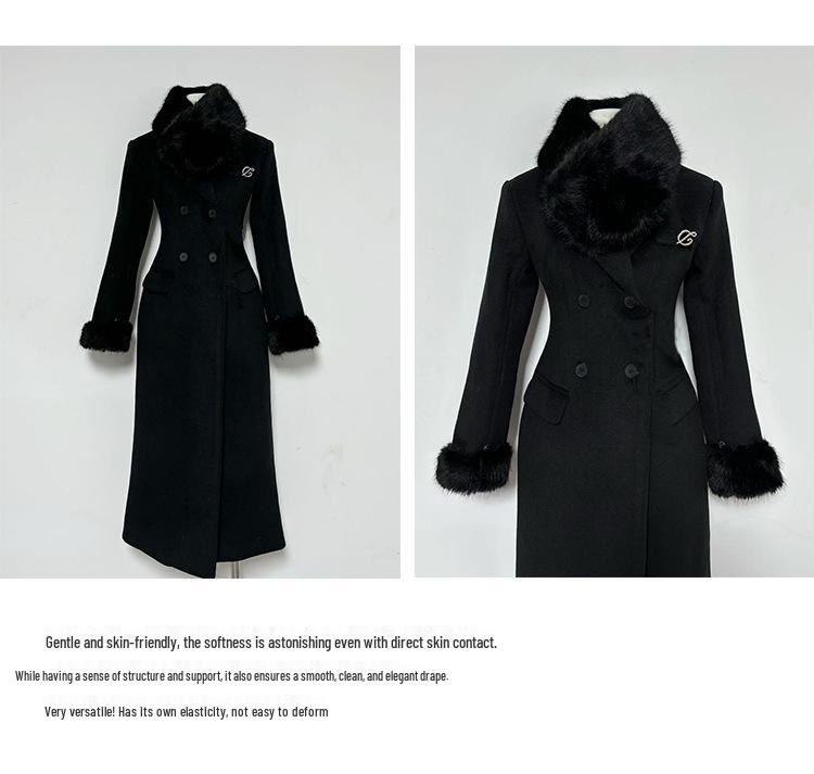Women's Elegant White Wool Coat - Slimming High-End Winter 2024 Down Liner