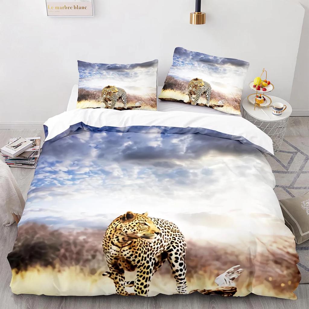 Leopard Duvet Cover King Queen Size Black Panther Bedding Set For Teens Boys Men Cheetah Quilt Cover Wild Animal Comforter Cover