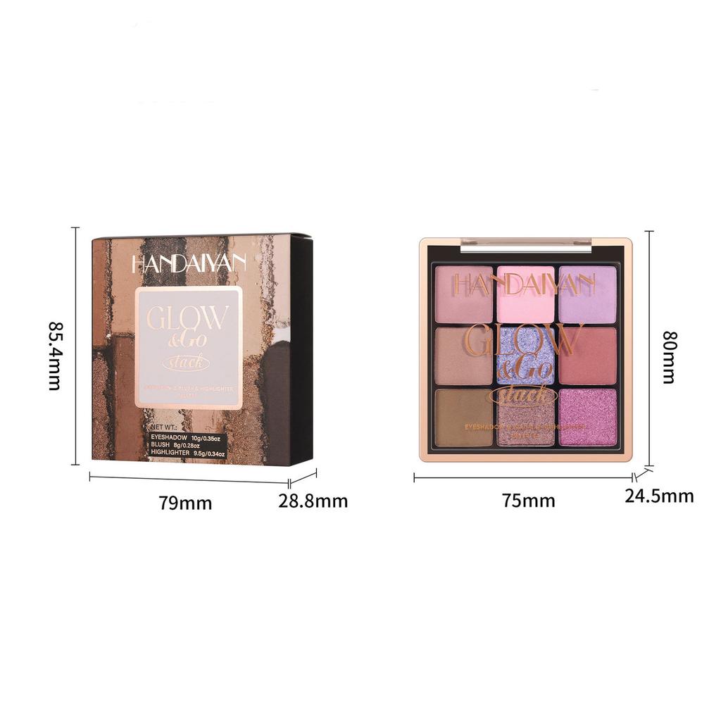 3-in-1 Multi-Layer Makeup Palette, Eyeshadow Blush and Highlighter Combo Set, All-in-One Face Glow Palette with Shimmer Eyeshadow and Cream Blush