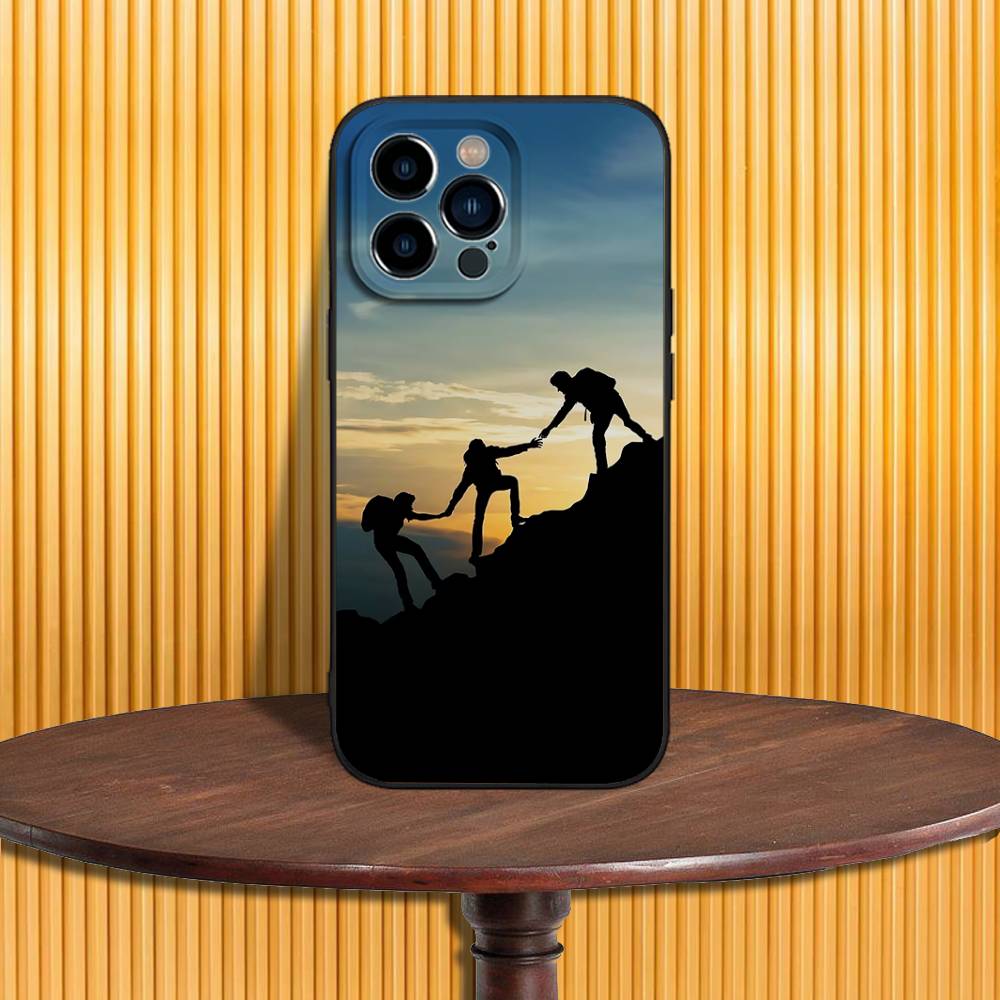 Rock Climbing Wall Phone Case For iPhone 17,16,15,14,13,12,11,Pro,Max,Plus,X,XS,SE4,E,Mini,Soft Black Case