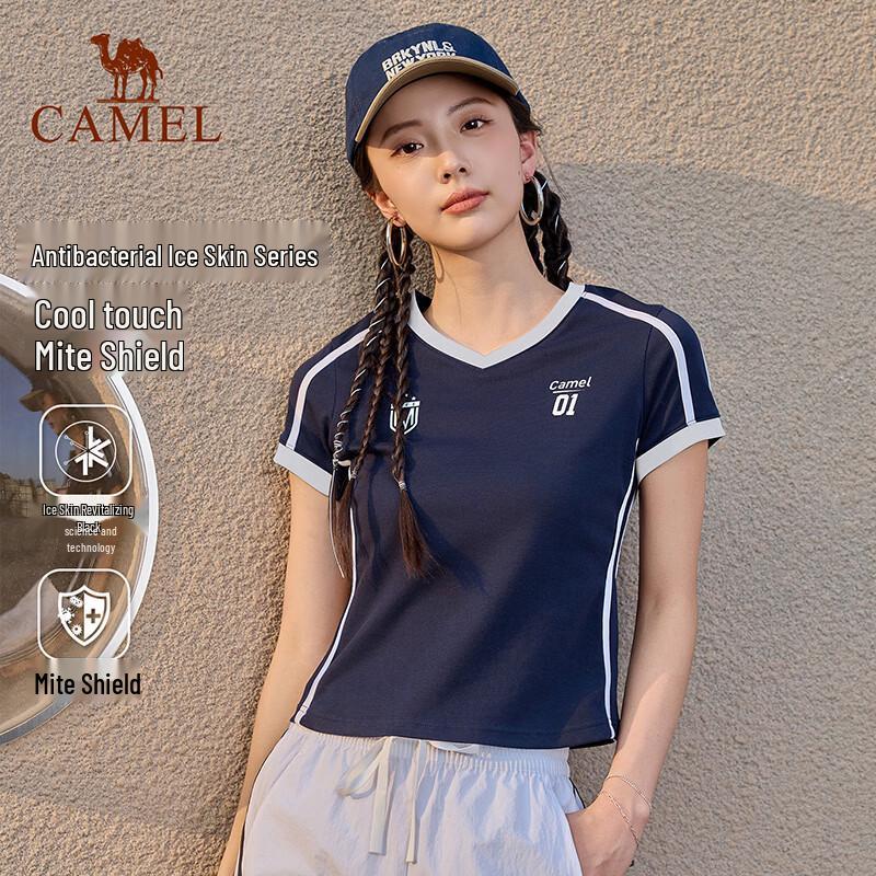 

CAMEL Women s Tennis Style V-neck Sports T-shirt XL