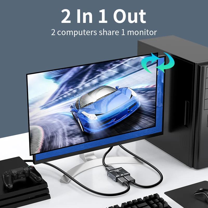 4K HDMI-Compatible Switch 2 Ports Bi-directional 1x2 / 2x1 HDMI-Compatible Switcher Splitter Supports Ultra HD 4K 1080P 3D HDR