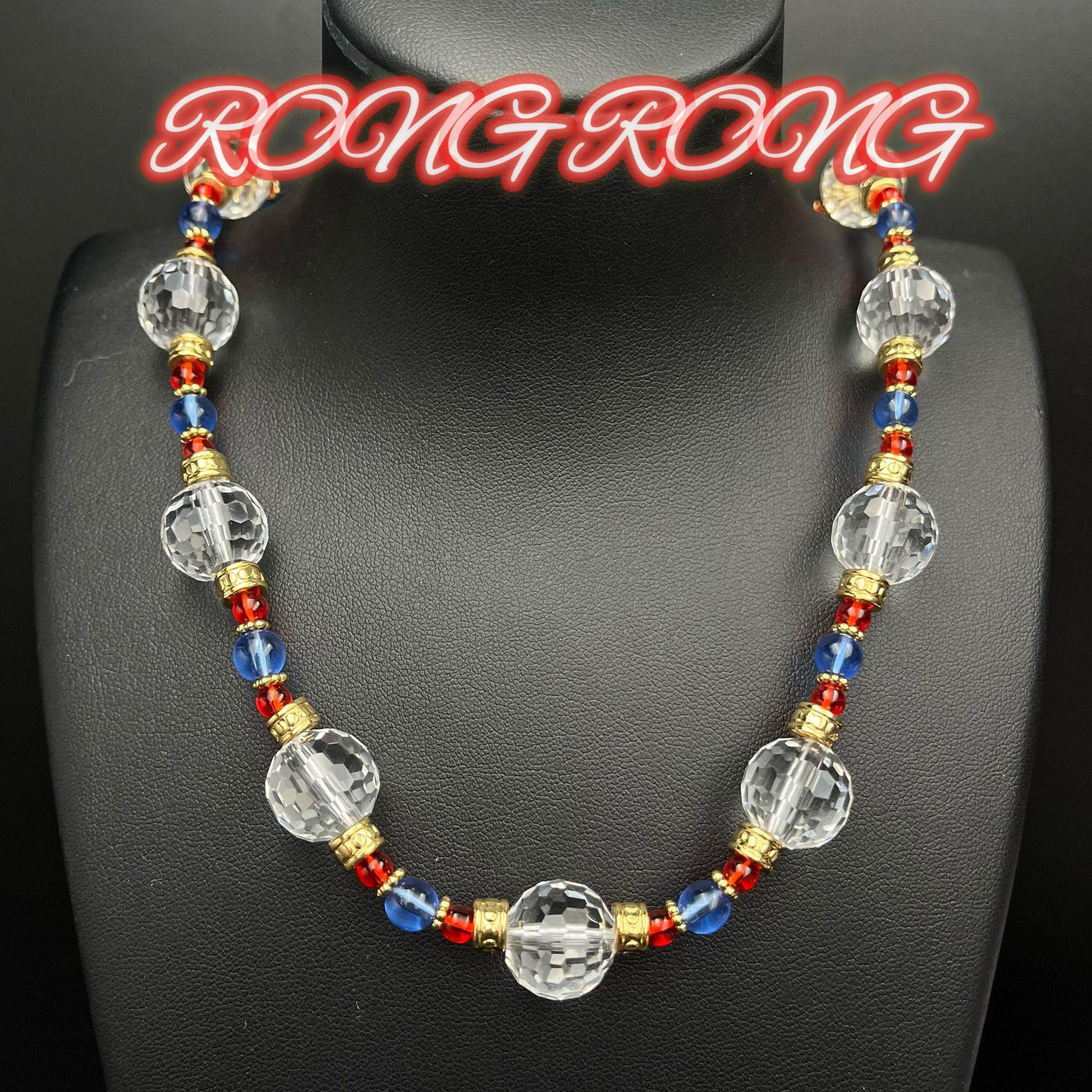 

High Quality Antique Earrings That Do Not Fade Court Style Glass Crystal Bead Necklace Vintage Jewelry
