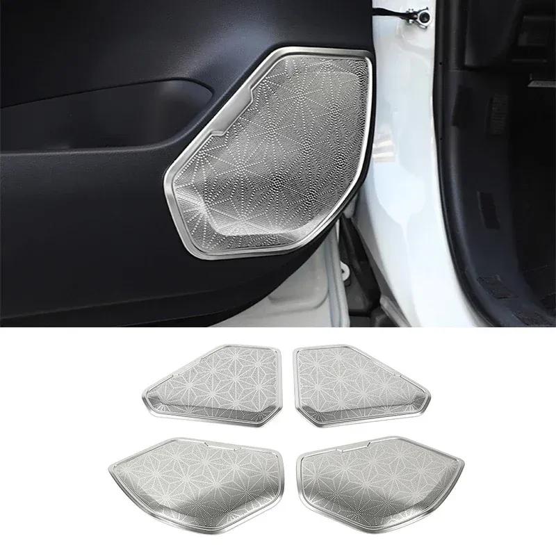 Car Audio Trim Cover Door Speaker Stereo Sound Frame Stickers For Toyota RAV4 XA50 - 2024 Hybrid Stainless