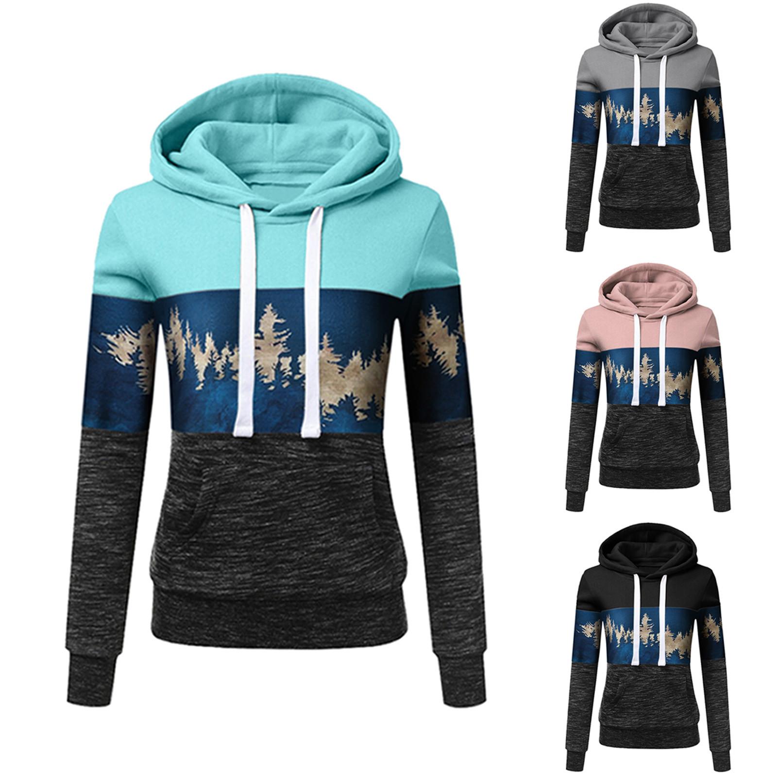 

Womens Любовь Длинные рукава Splice Pullover Hoodies Sweatshirt сшивание Топы Блузка